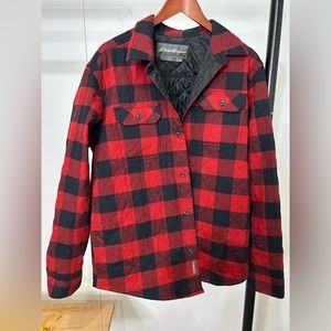 EDDIE BAUER Red and Black Flannel with Quilted Lining